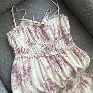 Celebrity Pink Cream Maxi Dress with Dusty Pink Floral Print